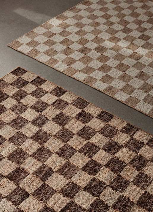 ferm LIVING Check tafelloper 180 x 70 cm - voorkant 3 donkerbruin