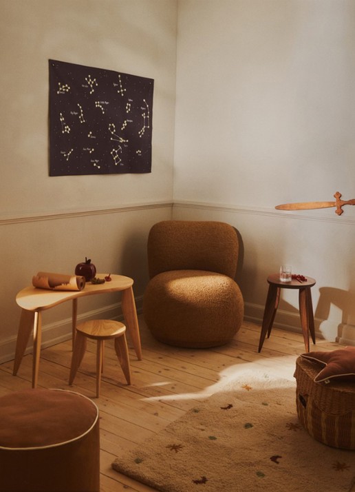 ferm LIVING Constellation Map wandkleed 100 x 70 cm - voorkant 2 donkerblauw
