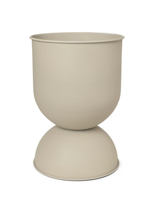 ferm LIVING Hourglass bloempot van gepoedercoat ijzer voor binnen Ø40 cm - voorkant 3 donkerbeige