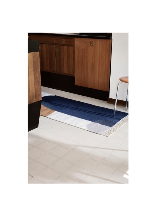 ferm LIVING Kelim Merge Runner vloerkleed 180 x 70 cm - voorkant 2 blauw