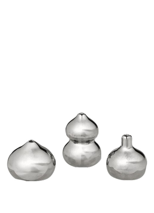 ferm LIVING Komo Mini vaas 3,6 cm set van 3 - voorkant 2 zilver