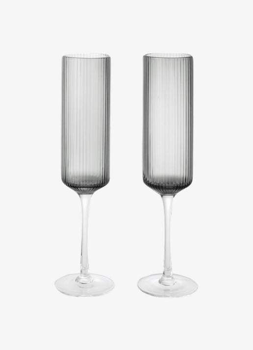 ferm LIVING Ripple champagneglas 15 cl set van 2