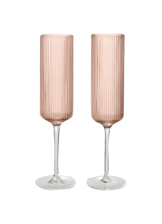 ferm LIVING Ripple champagneglas set van 2