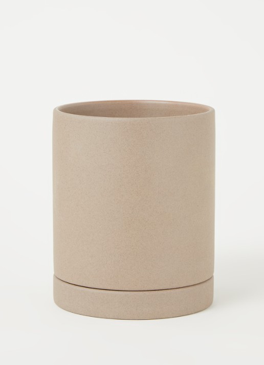 ferm LIVING Sekki Medium bloempot van keramiek voor binnen - 15,5 cm  - voorkant 2 zand