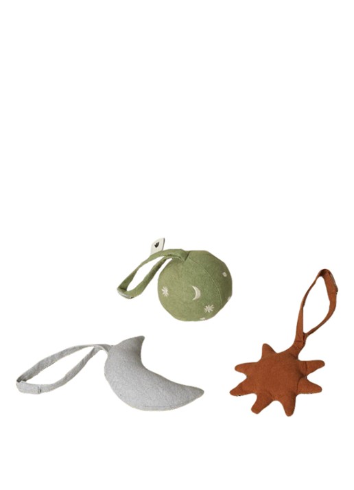 ferm LIVING Skye babyspeelgoed set van 3 - voorkant 2 lindegroen
