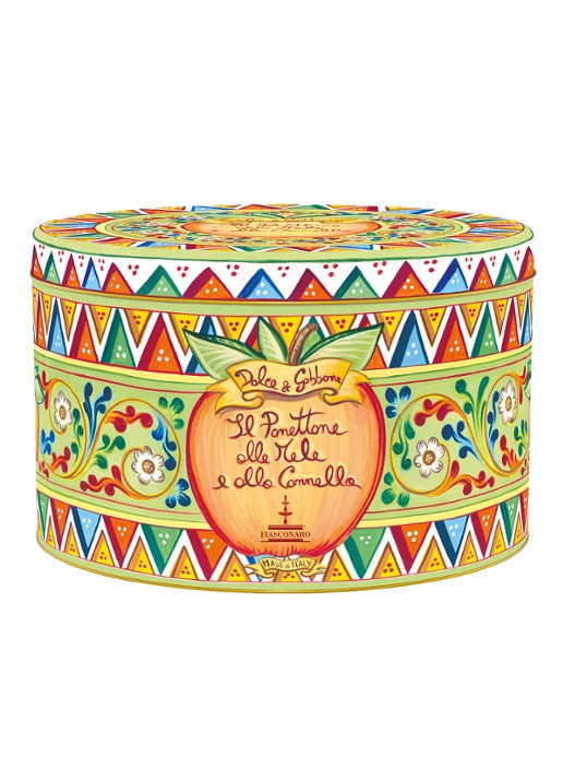Fiasconaro Panettone met gekonfijte appel en kaneel in bewaarblik 500 gram