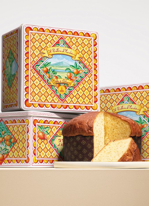 Fiasconaro Panettone met gekonfijte mandarijn in bewaarblik 1 kg - voorkant 2 oranje