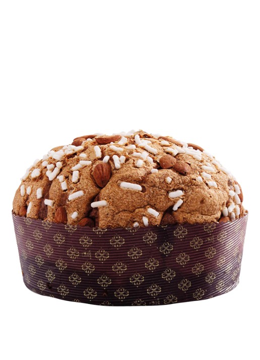 Fiasconaro Panettone met glazuur en amandelen 750 gram - voorkant 3 beige
