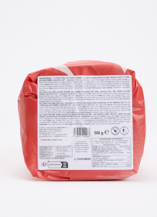 Fiasconaro Tradizionale panettone met verse gekonfijte sinaasappelschil 500 gram - voorkant 2 undefined