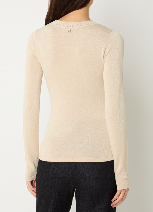 Fifth House Fijngebreide top met lurex - achterkant 3 creme