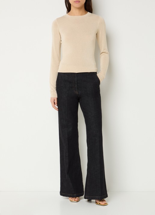Fifth House Fijngebreide top met lurex - voorkant 2 creme