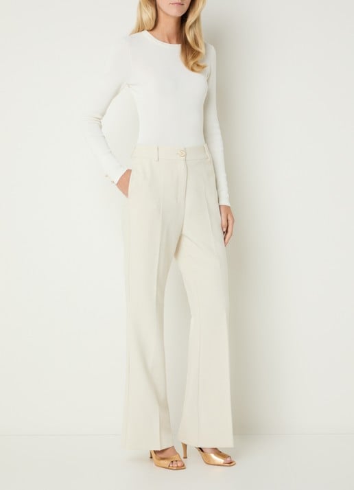 Fifth House High waist flared fit pantalon met steekzakken - voorkant 4 creme