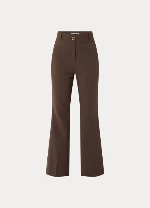 Fifth House High waist flared fit pantalon met steekzakken - voorkant lichtgrijs