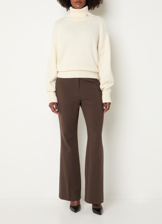 Fifth House High waist flared fit pantalon met steekzakken - voorkant 2 lichtgrijs