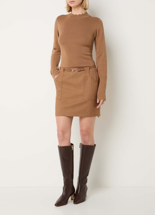 Fifth House Ladaa mini rok met steekzakken - voorkant 4 camel