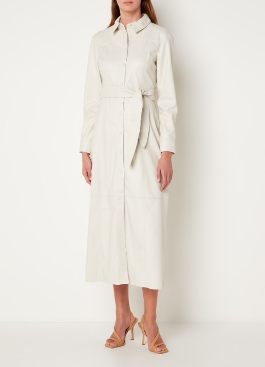 Fifth House Mallory maxi blousejurk van imitatieleer - detail creme