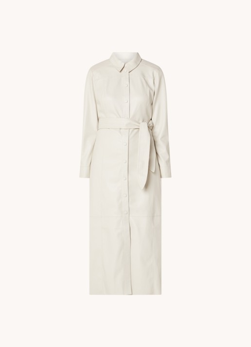 Fifth House Mallory maxi blousejurk van imitatieleer - voorkant 2 creme
