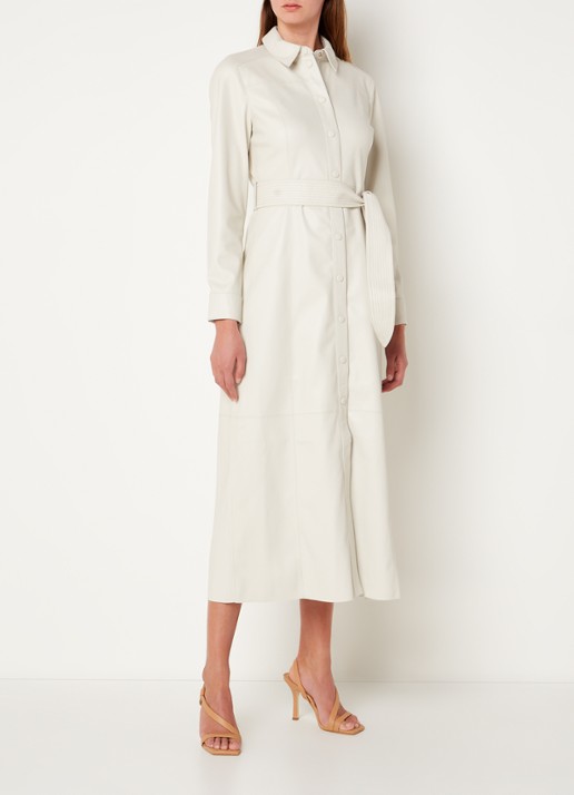 Fifth House Mallory maxi blousejurk van imitatieleer - voorkant 3 creme