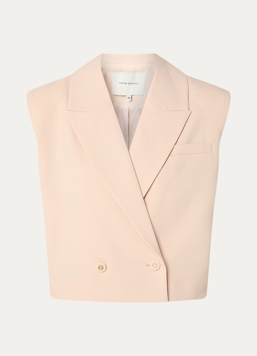 Fifth House Manon gilet met schoudervulling - voorkant 3 beige