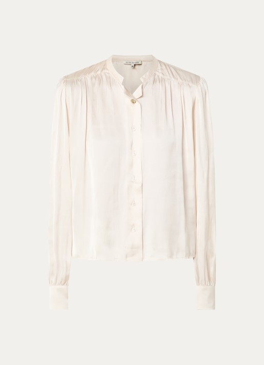 Fifth House Marion blouse van satijn met ballonmouw - voorkant 3 beige