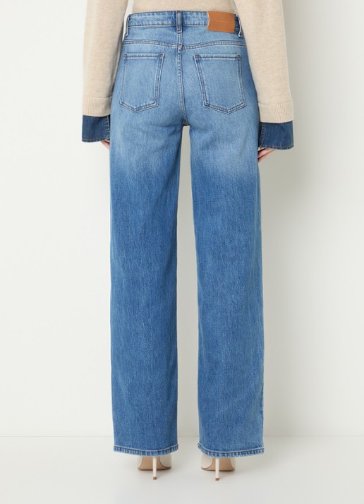 Fifth House Mary Jane high waist straight leg jeans met lichte wassing - achterkant 3 indigo