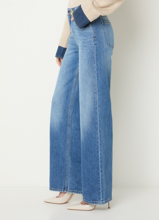 Fifth House Mary Jane high waist straight leg jeans met lichte wassing - detail 5 indigo