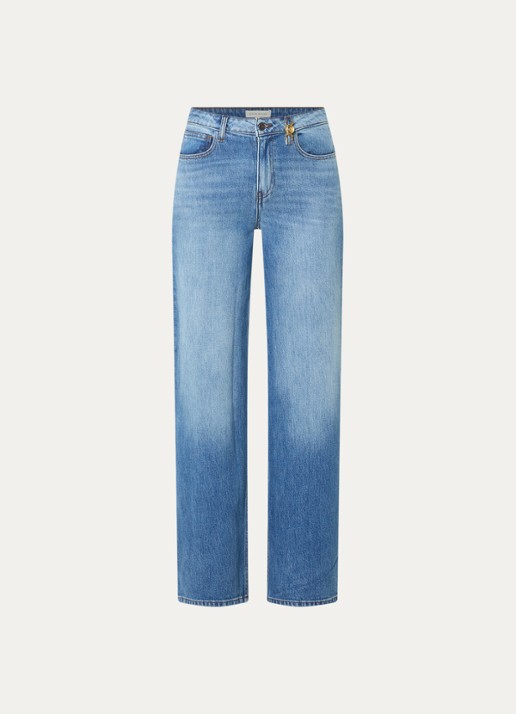 Fifth House Mary Jane high waist straight leg jeans met lichte wassing - voorkant indigo