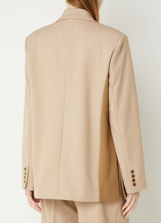 Fifth House Matascha blazer met schoudervulling en klepzakken - achterkant beige