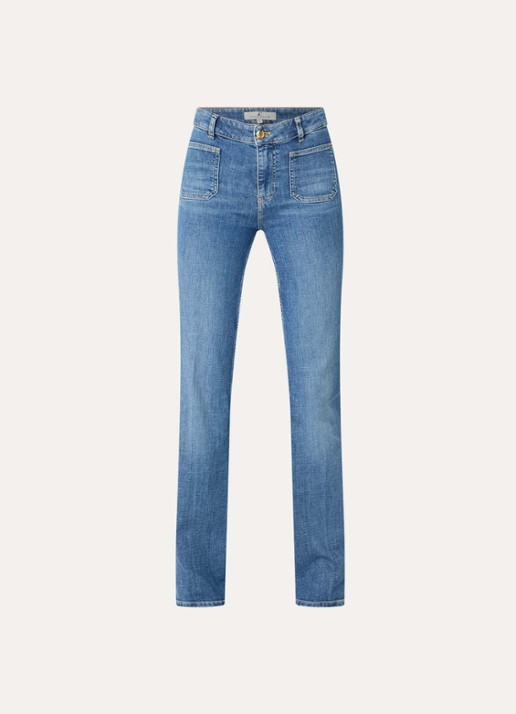 Fifth House Mollie high waist flared jeans met medium wassing - voorkant 3 indigo