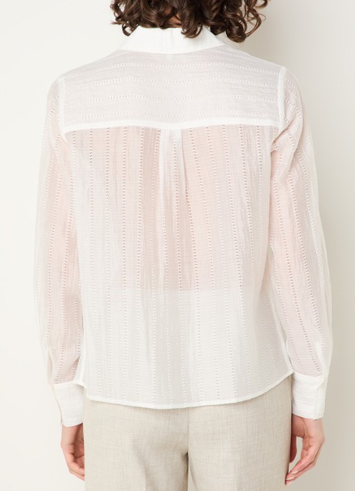 Fifth House Myra blouse met opengewerkt dessin en sjaalkraag - achterkant 4 wit