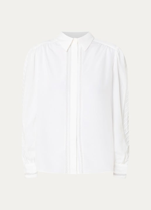 Fifth House Nicoll blouse met logoborduring - voorkant beige
