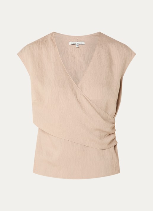 Fifth House Olli top met V-hals - voorkant 3 beige