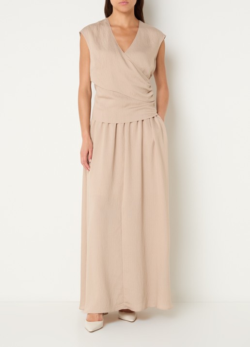 Fifth House Olli top met V-hals - voorkant 4 beige