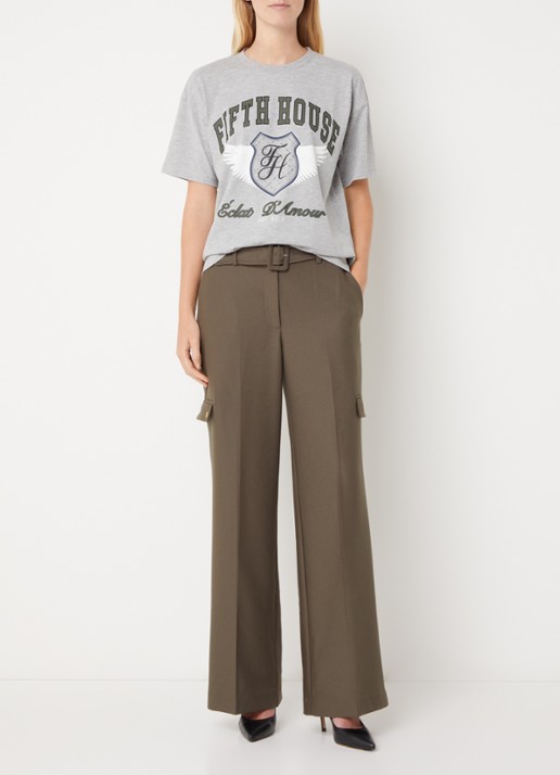 Fifth House Paige T-shirt met logoprint - voorkant 2 grijs