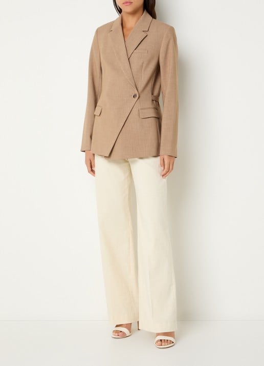 Fifth House Paloma asymmetrische blazer met klepzakken - voorkant 4 camel