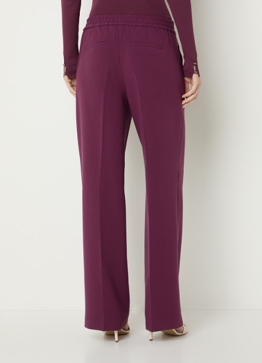 Fifth House Paloma high waist straight fit pantalon met steekzakken - achterkant bordeauxrood
