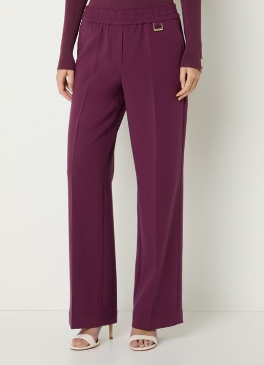 Fifth House Paloma high waist straight fit pantalon met steekzakken - detail 2 bordeauxrood