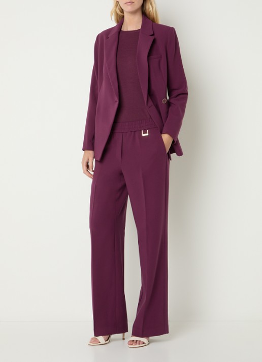 Fifth House Paloma high waist straight fit pantalon met steekzakken - voorkant 4 bordeauxrood