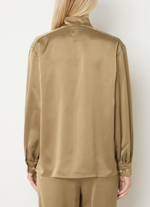 Fifth House Pamplona blouse van satijn - achterkant 3 lichtbruin