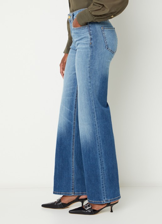 Fifth House Pascalle mid waist straight fit jeans met lichte wassing - detail 5 indigo