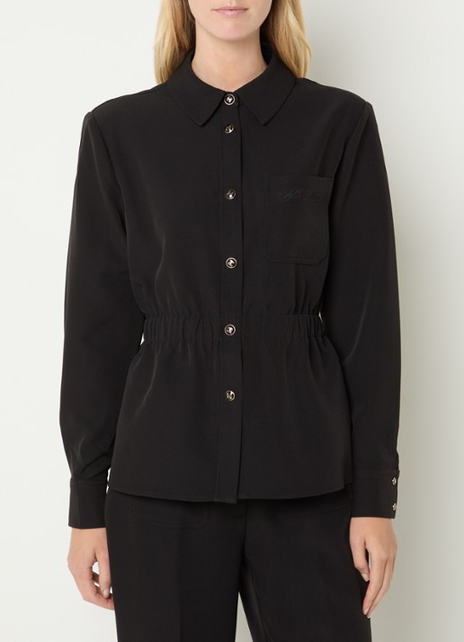 Fifth House Peggi blouse met borstzak - detail zwart