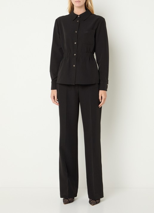 Fifth House Peggi blouse met borstzak - voorkant 4 zwart