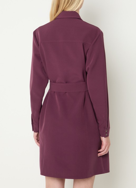 Fifth House Peggi midi blousejurk met strikceintuur - achterkant 4 donkerrood