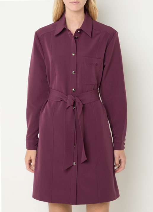 Fifth House Peggi midi blousejurk met strikceintuur - detail donkerrood