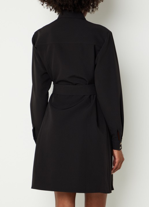 Fifth House Peggi midi blousejurk met strikceintuur - achterkant zwart