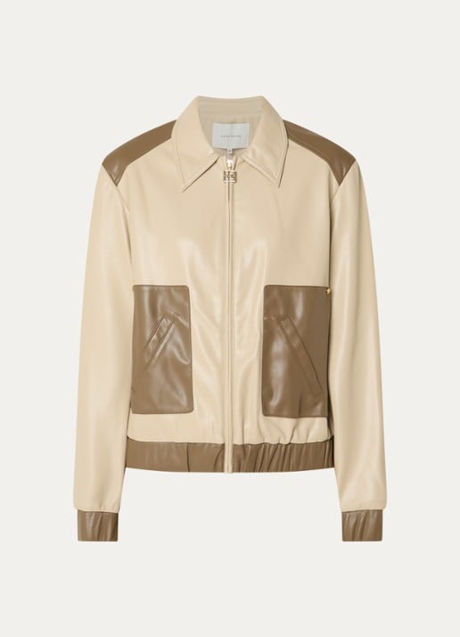 Fifth House Penelora cropped jack van imitatieleer - voorkant 3 beige