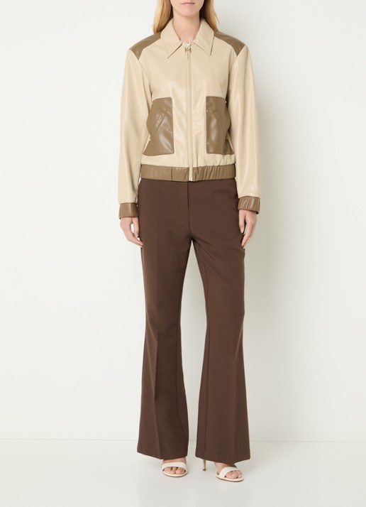Fifth House Penelora cropped jack van imitatieleer - voorkant 4 beige