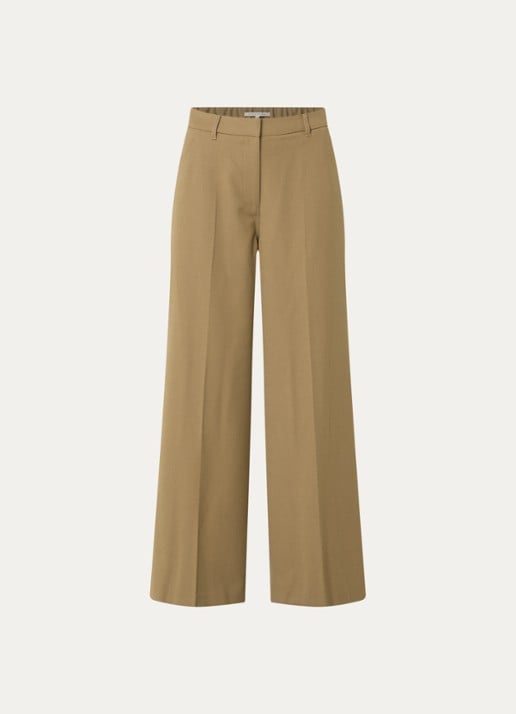 Fifth House Perri high waist wide fit pantalon met steekzakken - voorkant 3 lichtbruin