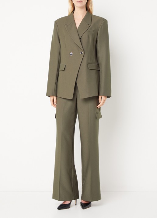 Fifth House Phelia double-breasted blazer met klepzakken - voorkant 4 groen