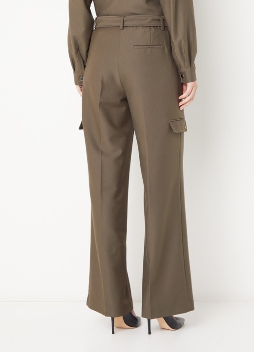 Fifth House Phelia high waist wide fit pantalon met steekzakken - achterkant groen